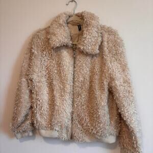 White furry bomber jacket